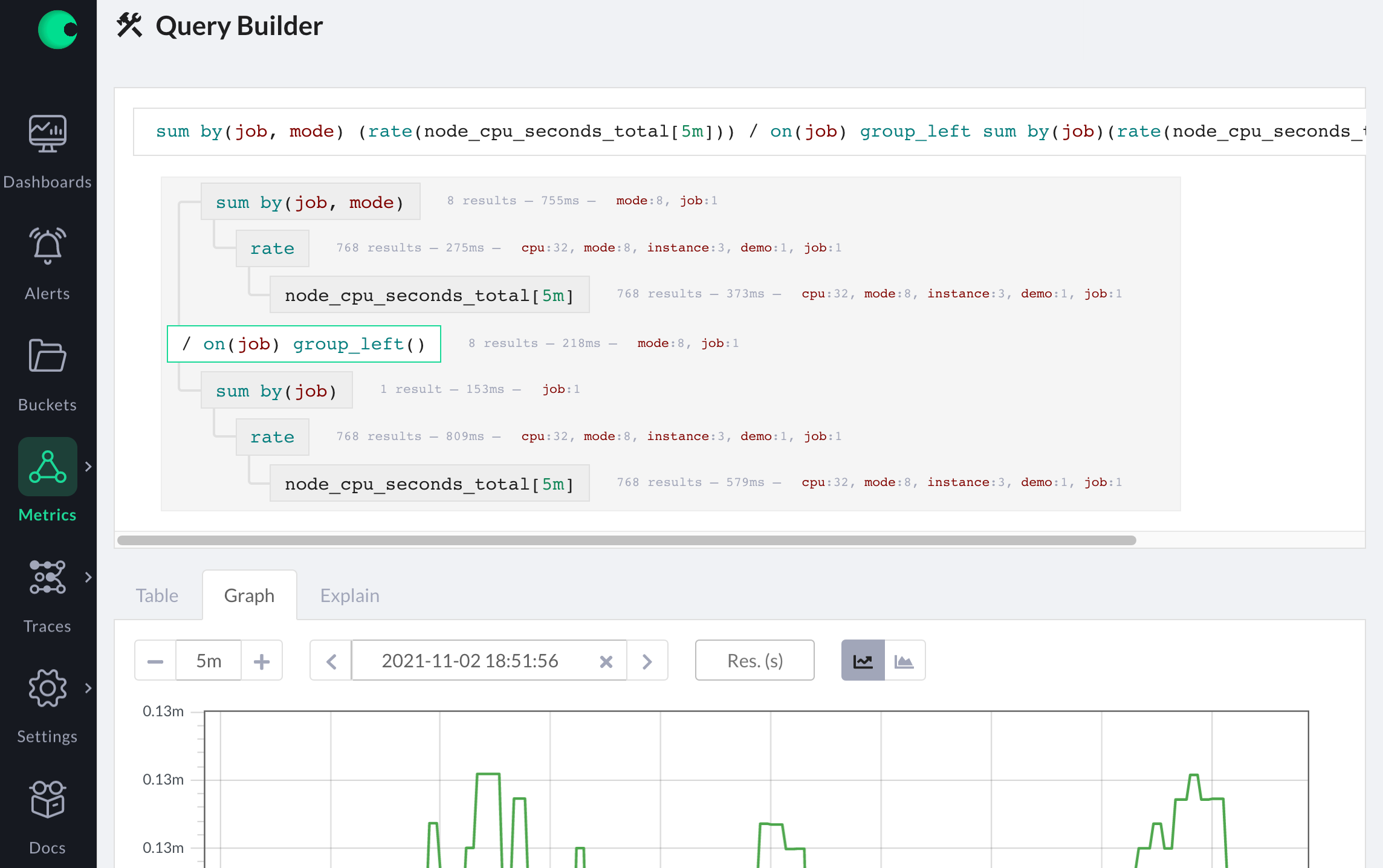 Chronosphere Query Builder screenshot