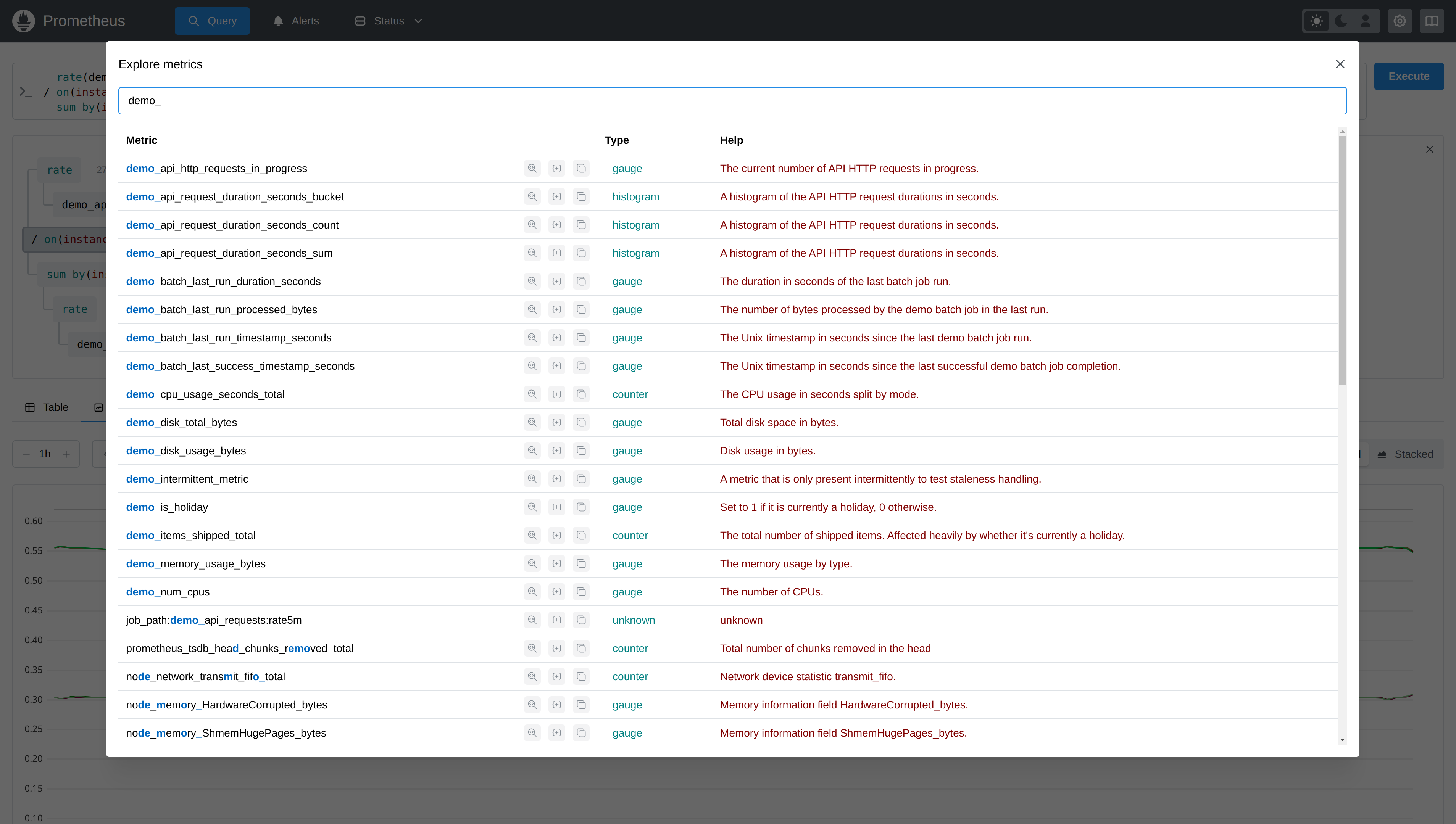 New UI metrics explorer